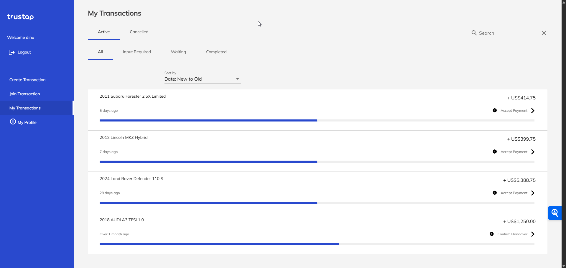 Image showing Trustap dashboard