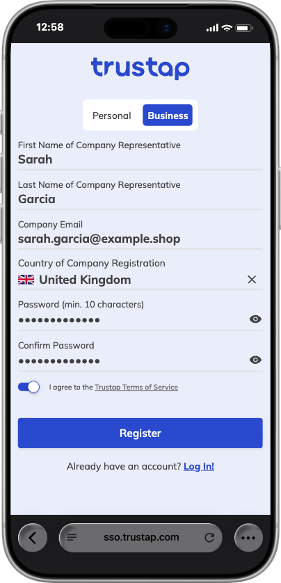 KYC user registration