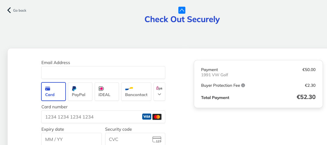 Trustap payment screen showing buyer payment fee