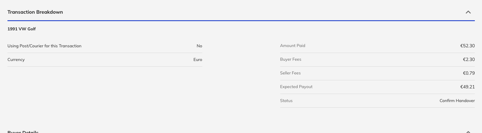 Trustap payment screen showing buyer and seller fees